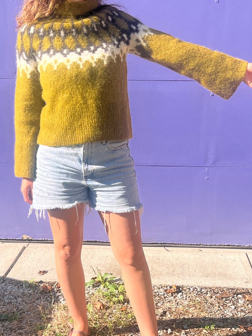 Banana Republic Olive Green Fair Isle Sweater 70% Alpaca